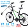 Bike Lift Ceiling Storage Mount 50LBS Load Bicycle Hoist Pulley Rack Heavy Duty Hanger w/ 48FT Rope For Ladder Kayak